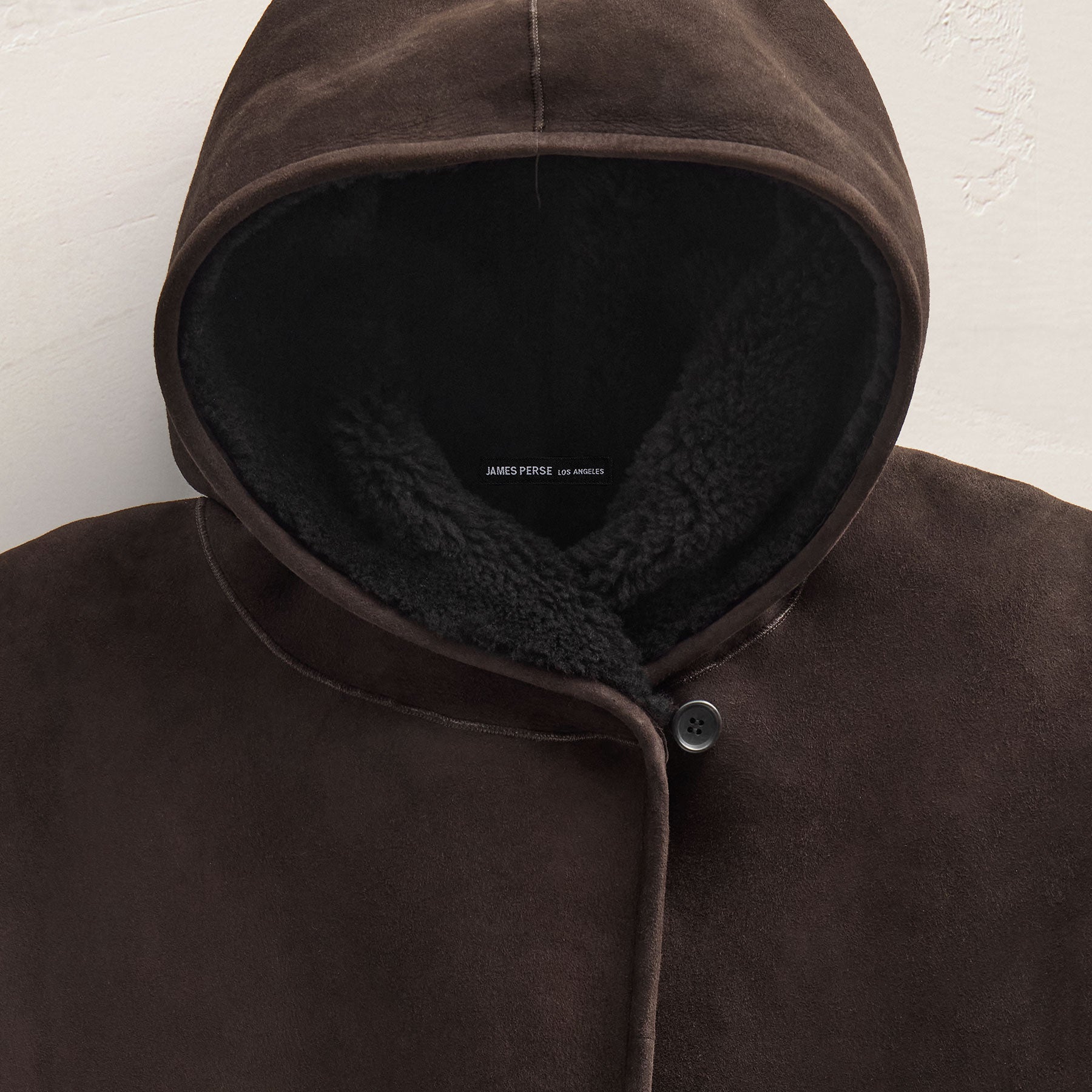Long Suede Shearling Hooded Coat - Kona | James Perse Los Angeles