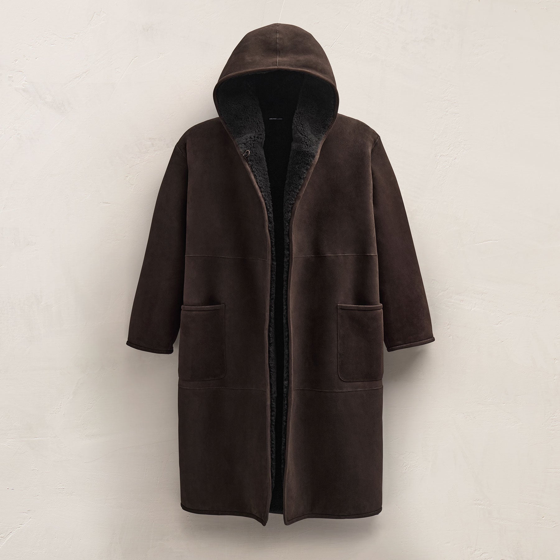 Long Suede Shearling Hooded Coat - Kona | James Perse Los Angeles