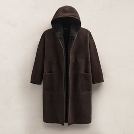Long Suede Hooded Jacket in Kona | James Perse Los Angeles FLAT