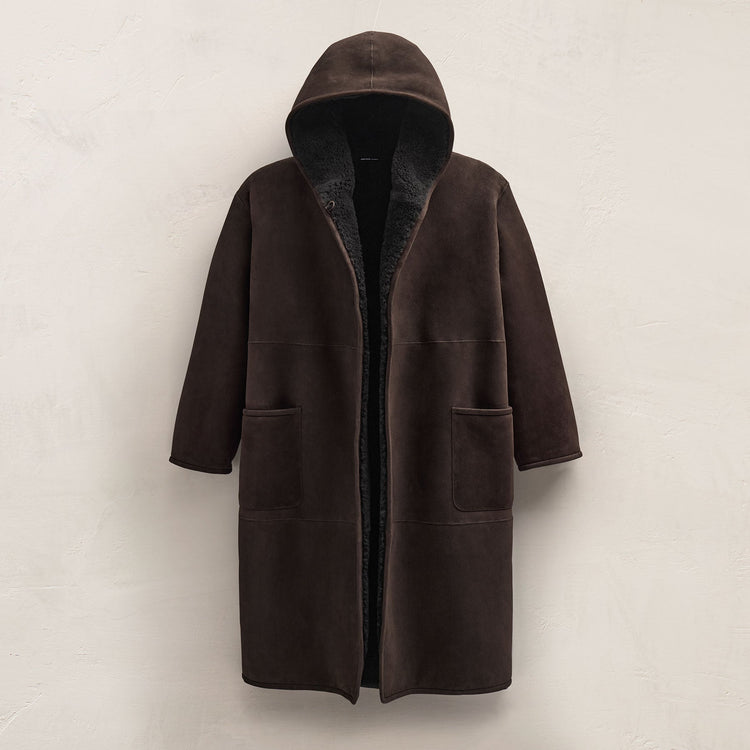 Long Suede Hooded Jacket in Kona | James Perse Los Angeles