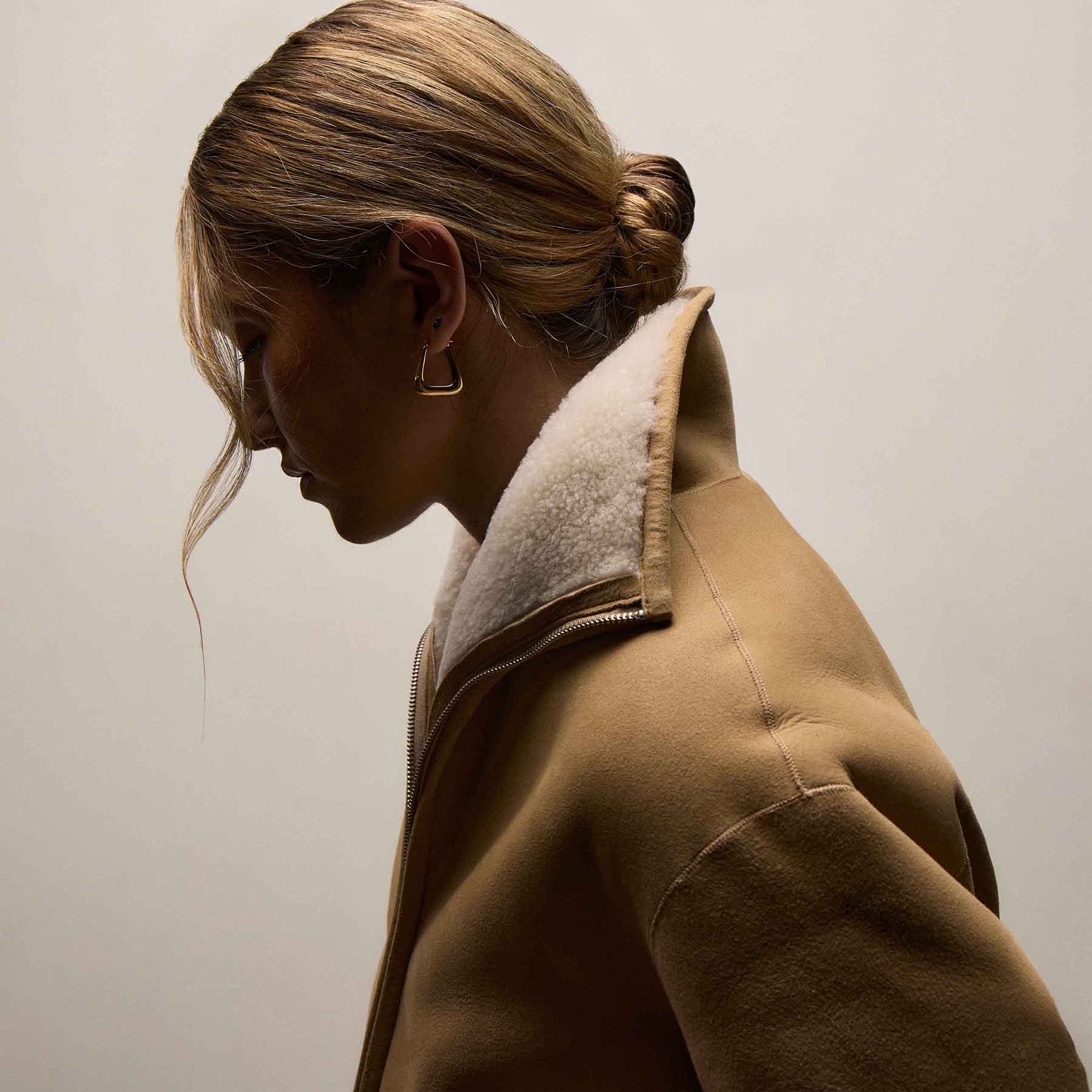 Suede Shearling Jacket - Light Caramel | James Perse Los Angeles
