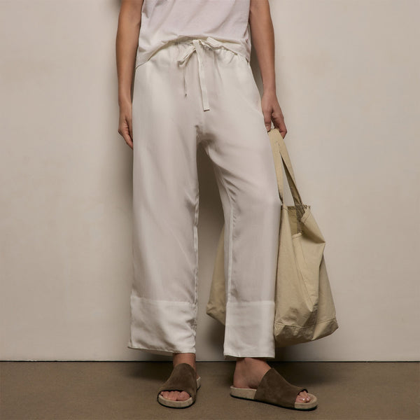 Washed Silk Wide Cuff Pant in Ivory | James Perse Los Angeles