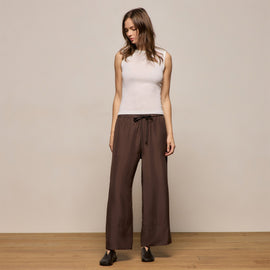Washed Silk Wide Cuff Pant in Washed Brown | James Perse Los Angeles