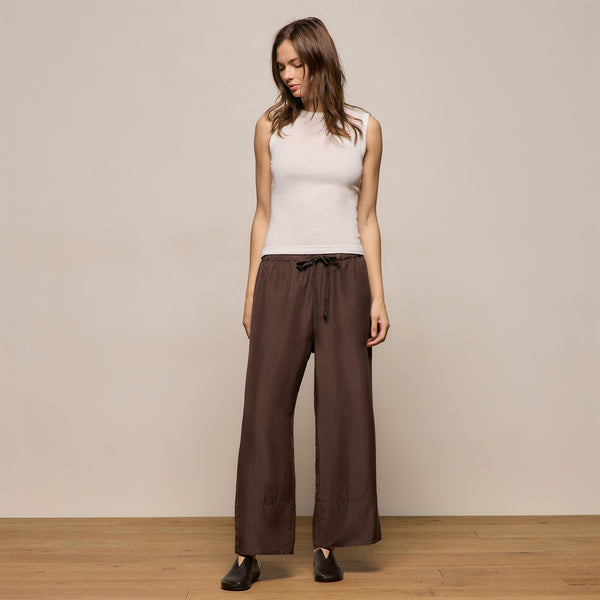 Washed Silk Wide Cuff Pant in Washed Brown | James Perse Los Angeles