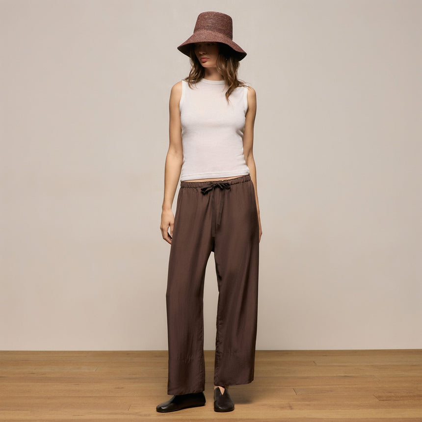 Washed Silk Wide Cuff Pant in Washed Brown | James Perse Los Angeles