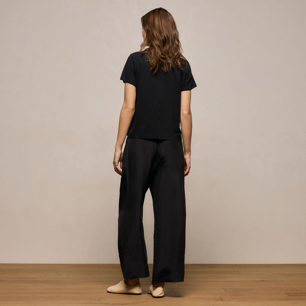 Washed Silk Wide Cuff Pant in Washed Black | James Perse Los Angeles