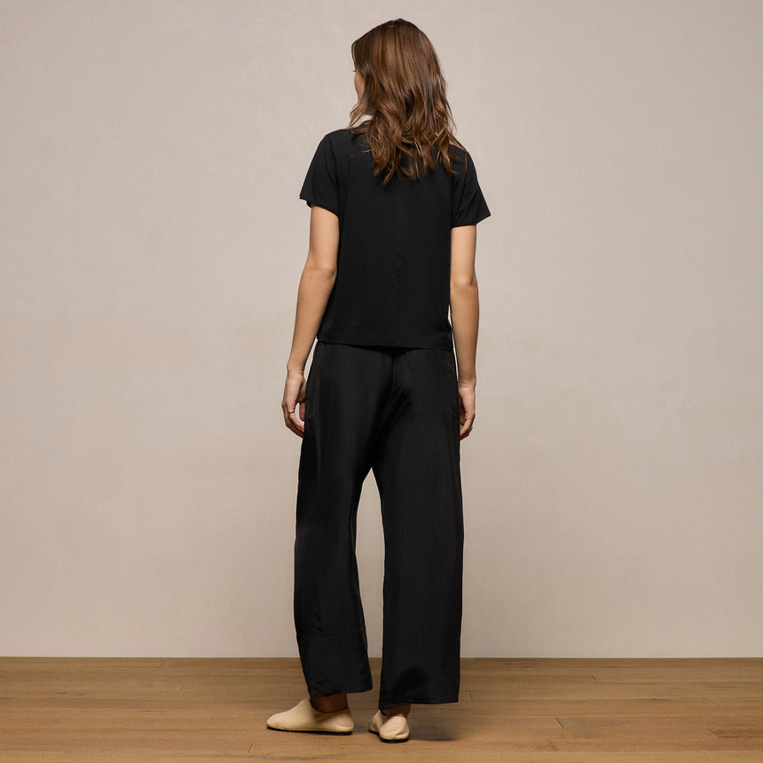 Washed Silk Wide Cuff Pant in Washed Black | James Perse Los Angeles