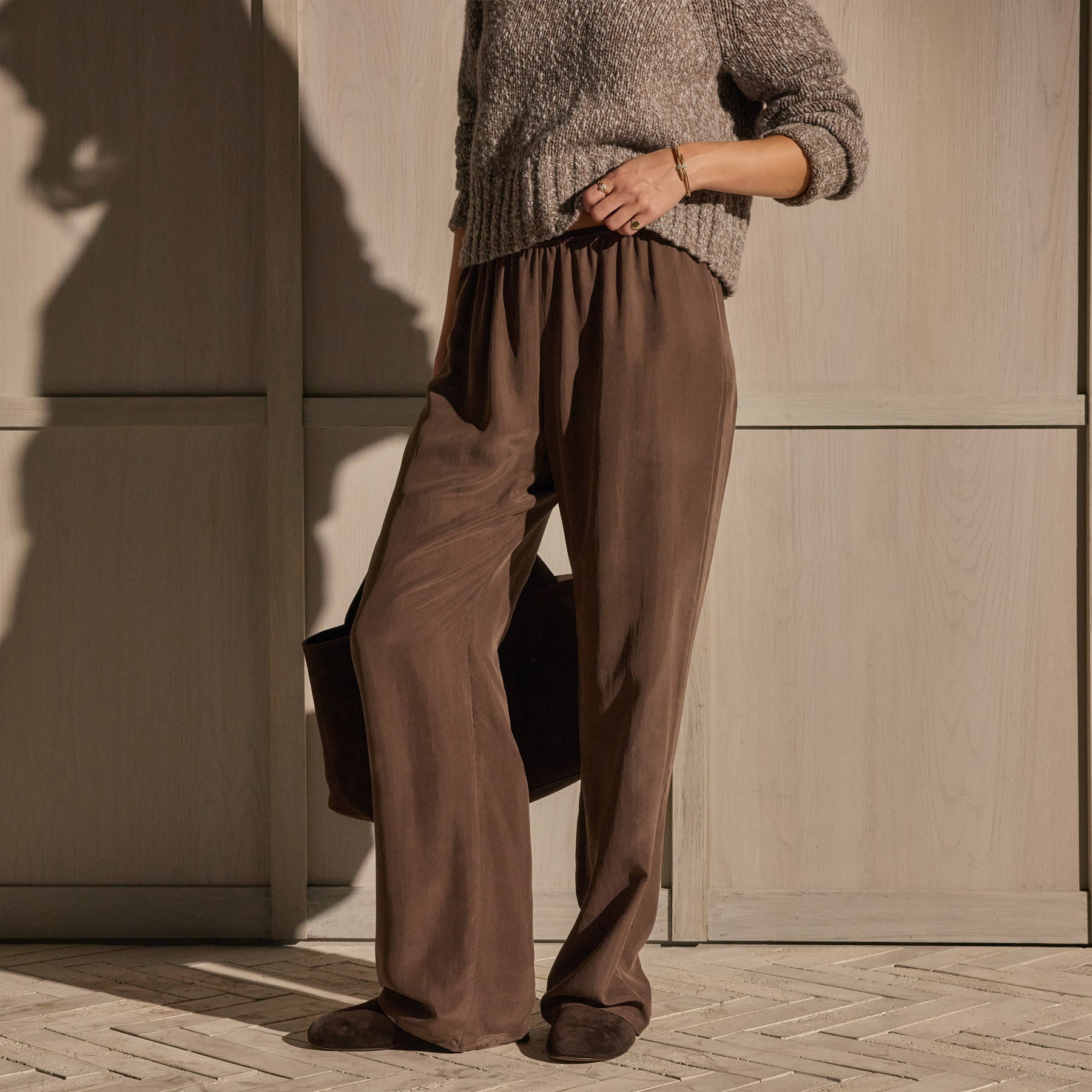 Pull On Silk Pants - Washed Brown | James Perse Los Angeles