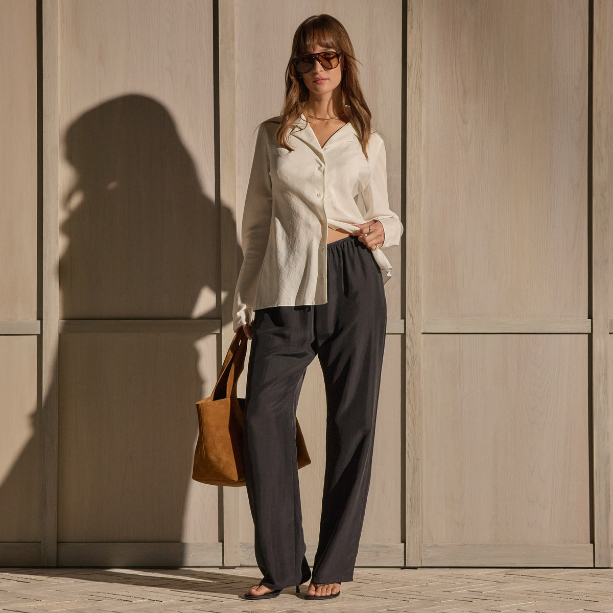Pull On Silk Pants - Washed Black | James Perse Los Angeles
