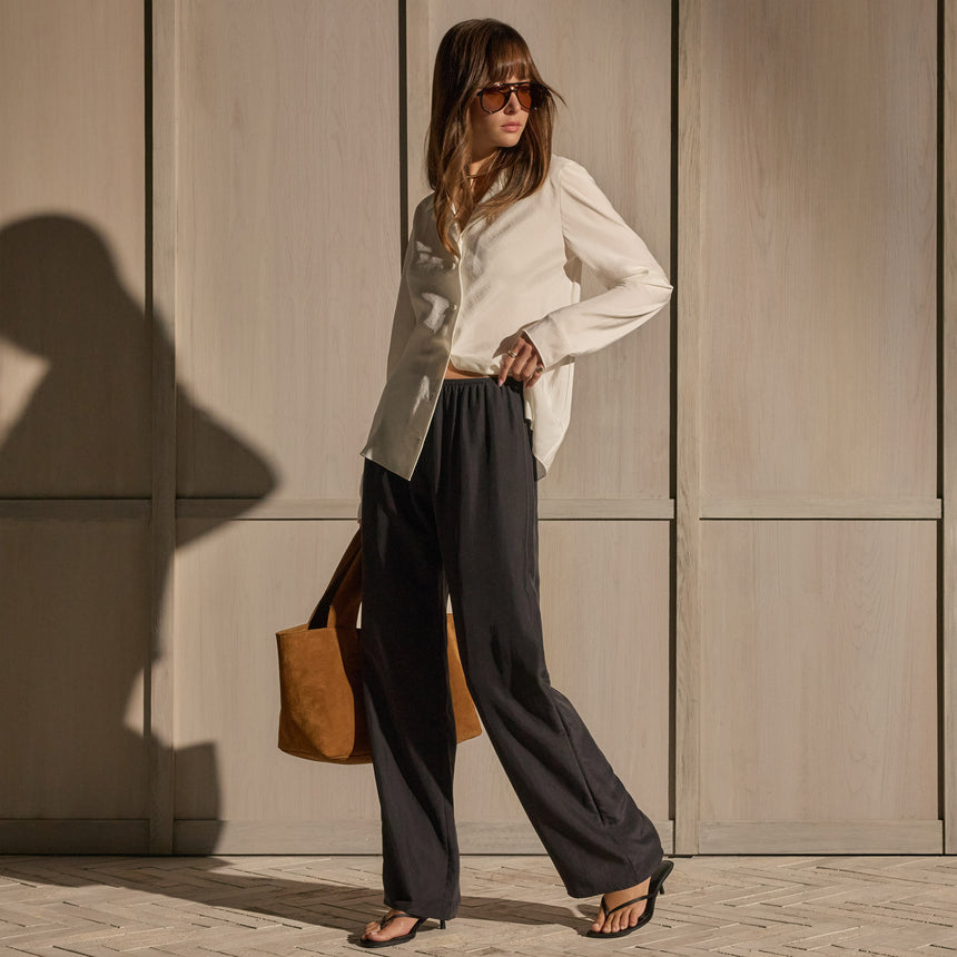 Pull On Silk Pants - Washed Black | James Perse Los Angeles