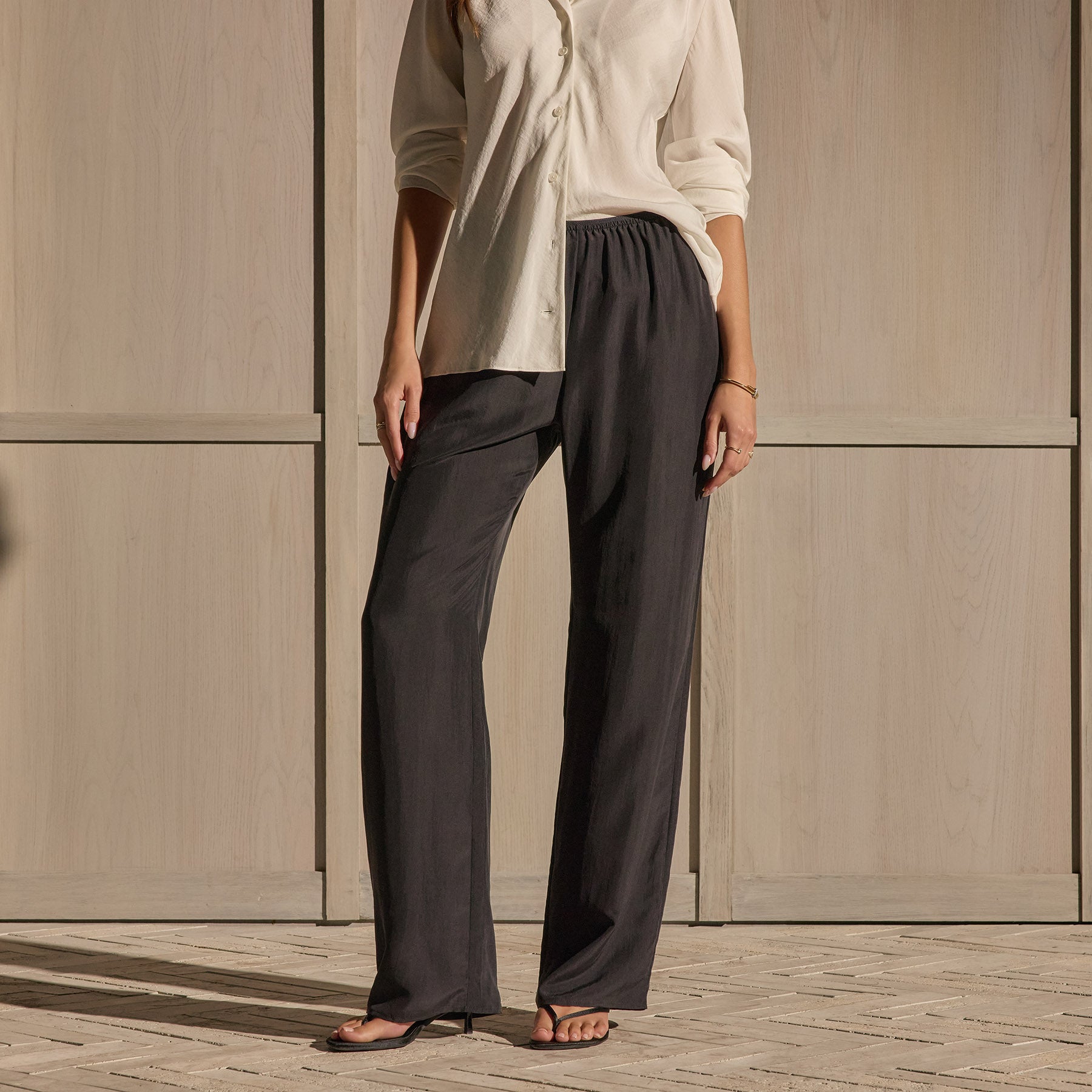 Pull On Silk Pants - Washed Black | James Perse Los Angeles