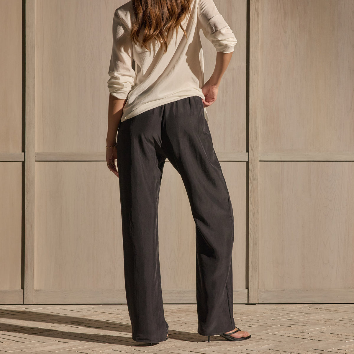 Pull On Silk Pants - Washed Black | James Perse Los Angeles