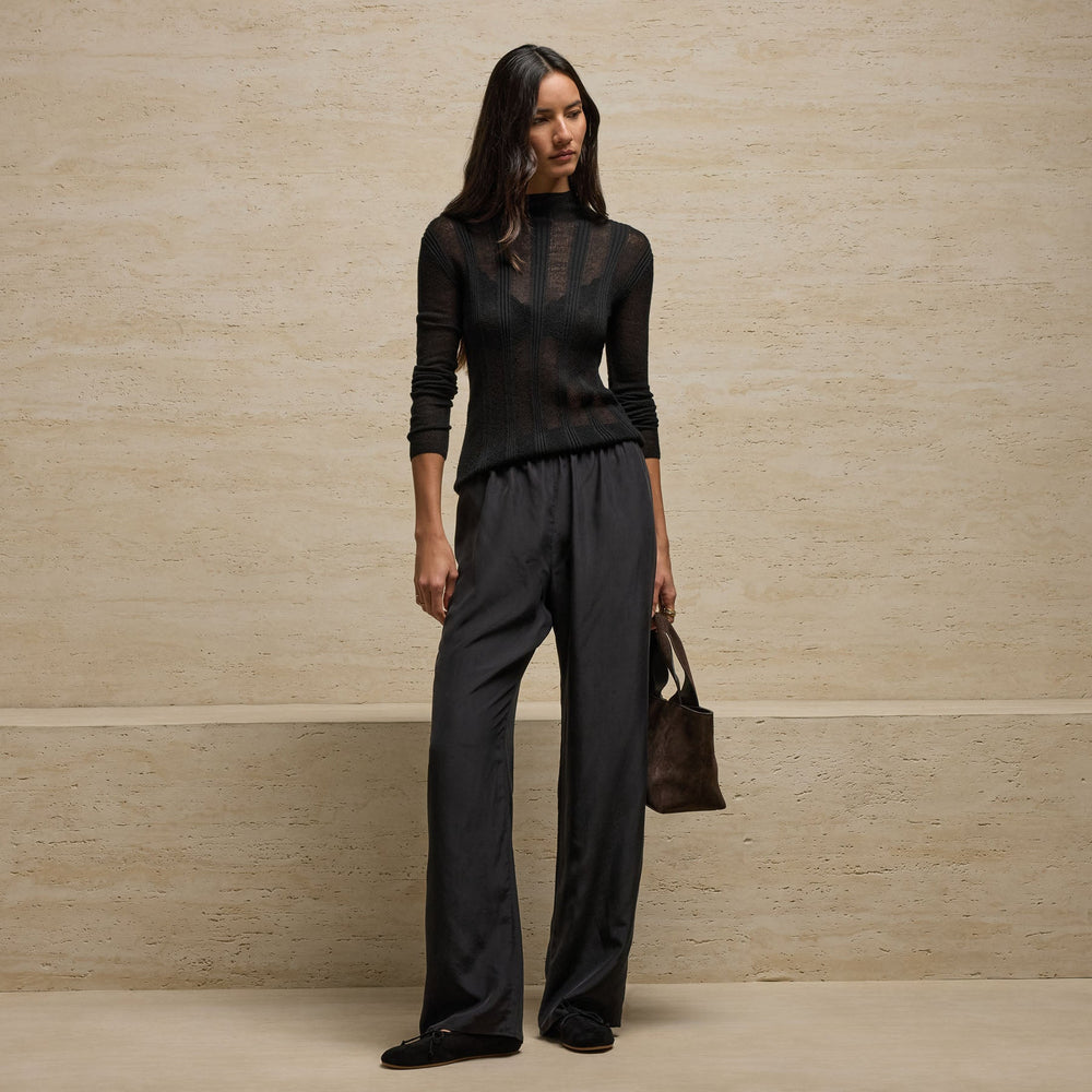 Washed Silk Relaxed Pant in Washed Black | James Perse Los Angeles