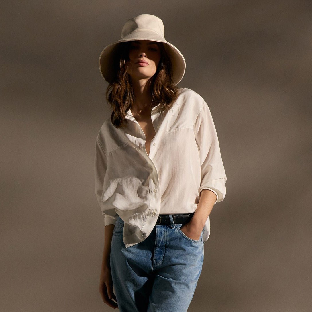 Washed Silk Patch Shirt - Ivory
