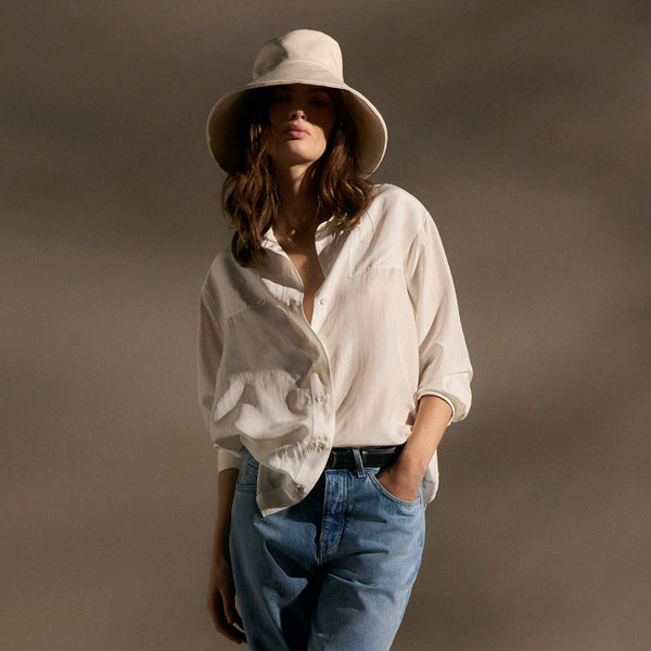 Washed Silk Patch Shirt - Ivory