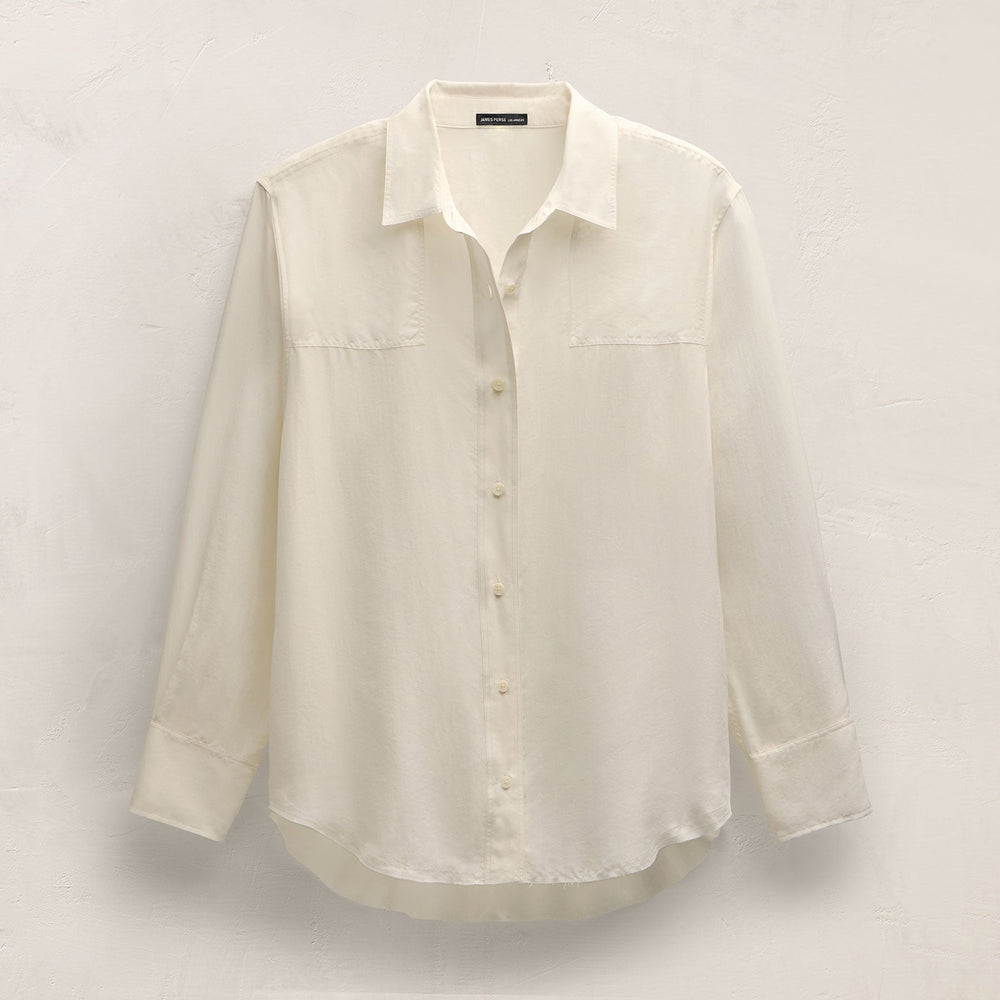 Washed Silk Patch Shirt in Ivory | James Perse Los Angeles