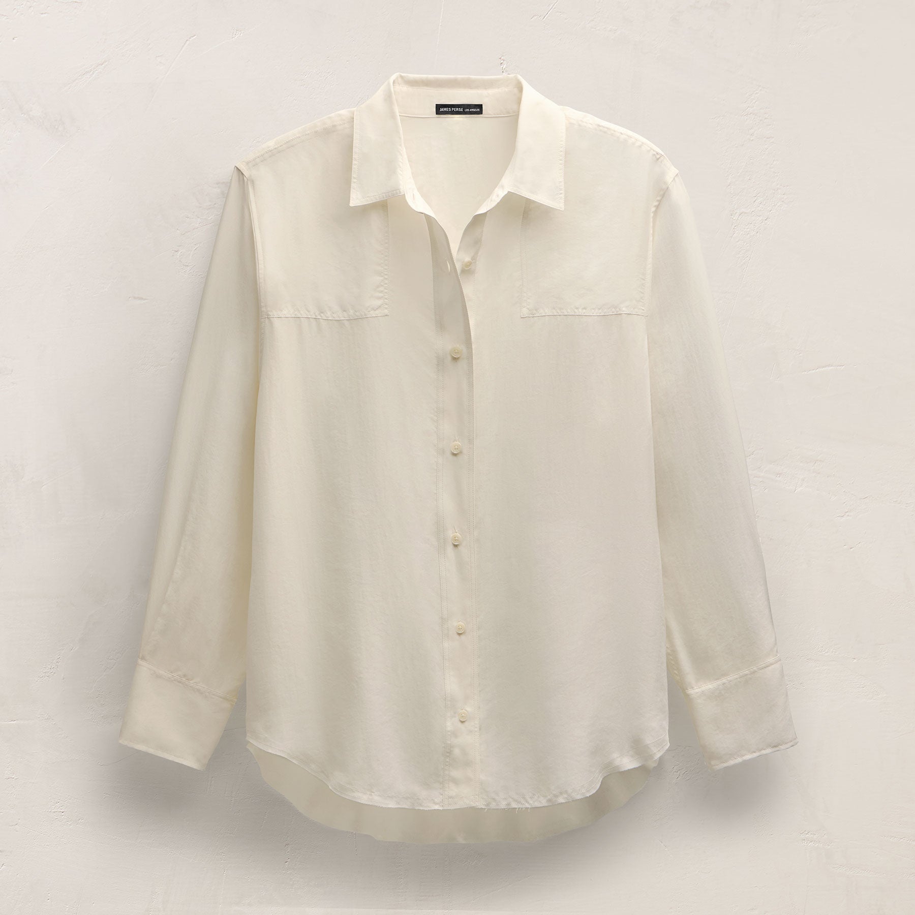 Washed Silk Patch Shirt in Ivory | James Perse Los Angeles