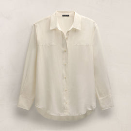 Washed Silk Patch Shirt in Ivory | James Perse Los Angeles
