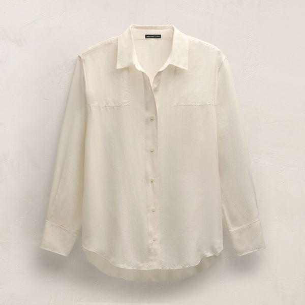 Washed Silk Patch Shirt in Ivory | James Perse Los Angeles