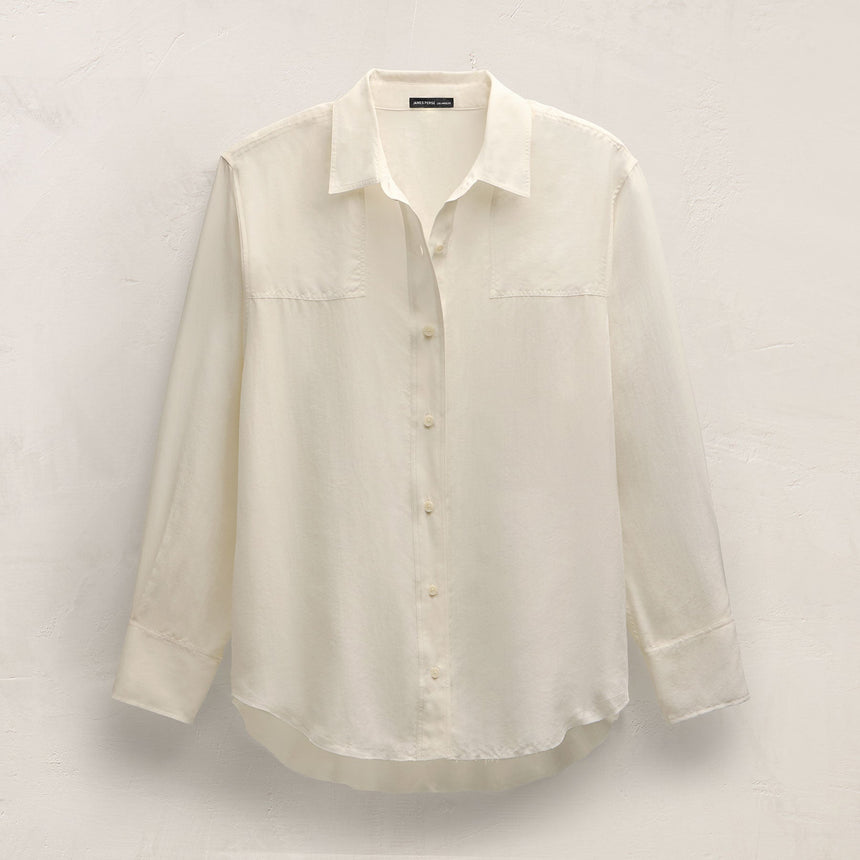 Washed Silk Patch Shirt in Ivory | James Perse Los Angeles