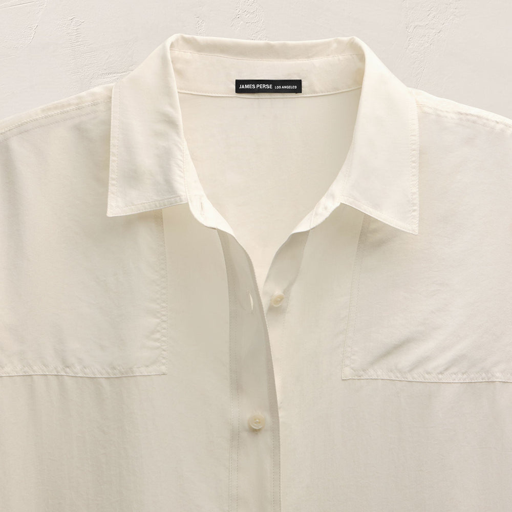 Washed Silk Patch Shirt in Ivory | James Perse Los Angeles
