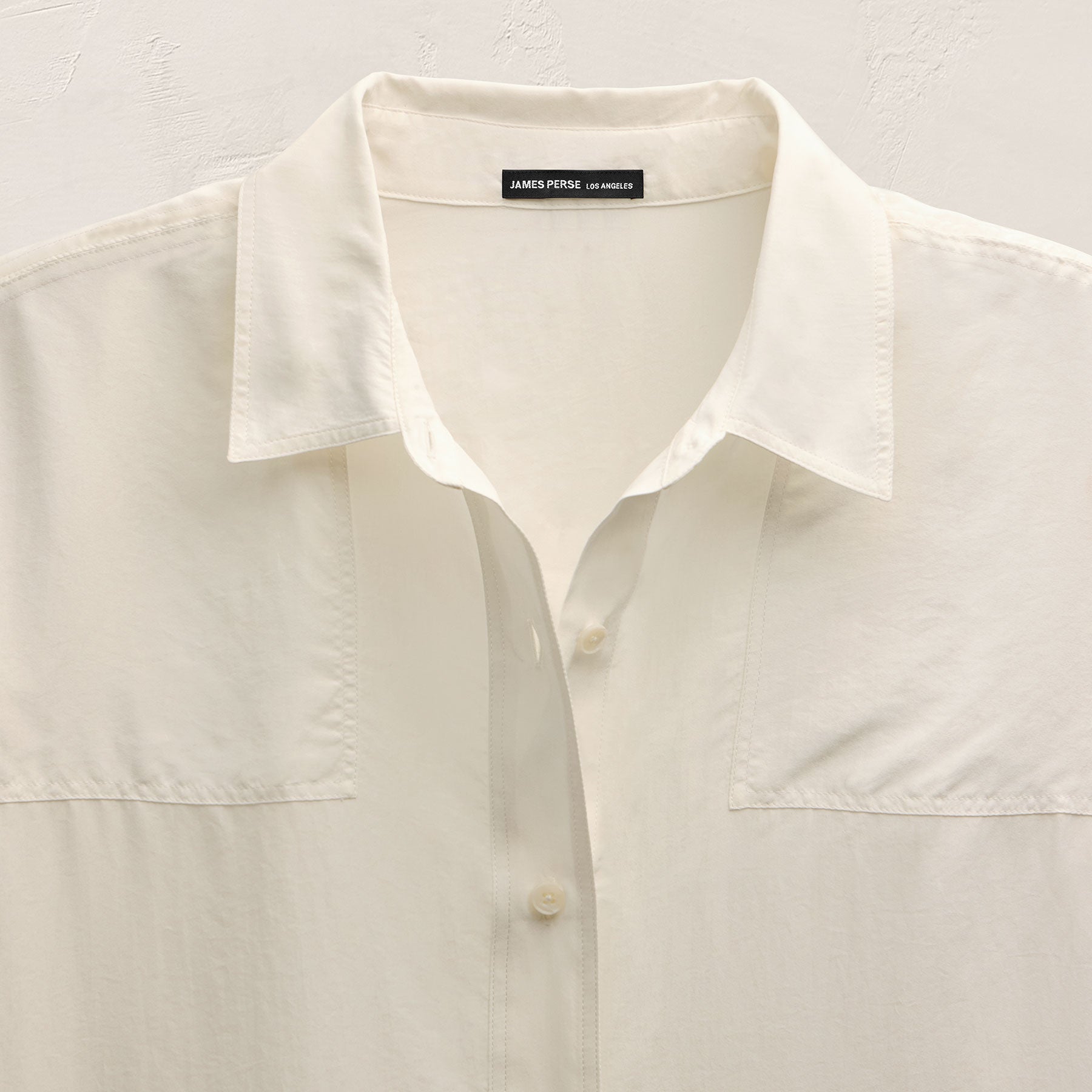 Washed Silk Patch Shirt in Ivory | James Perse Los Angeles