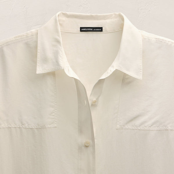 Washed Silk Patch Shirt in Ivory | James Perse Los Angeles