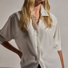 Washed Silk Patch Shirt - Ivory