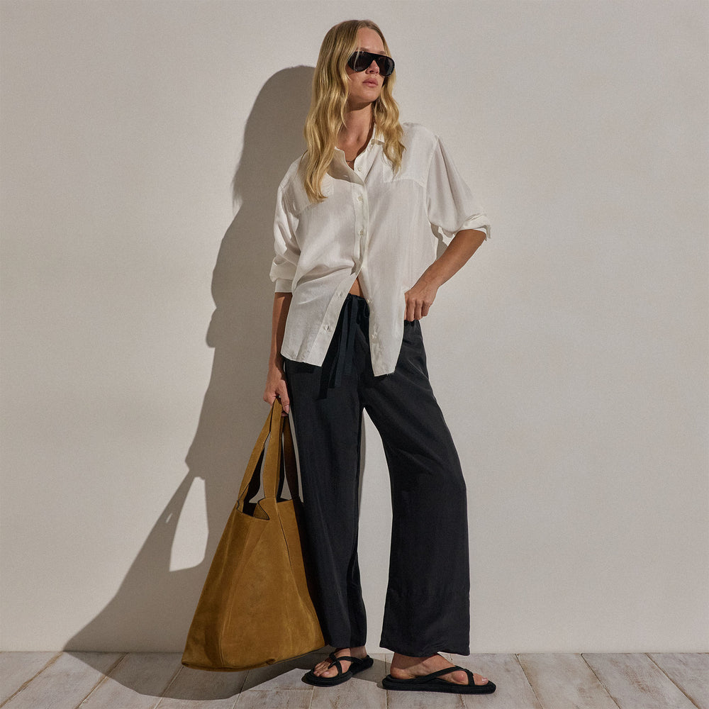 Washed Silk Patch Shirt - Ivory