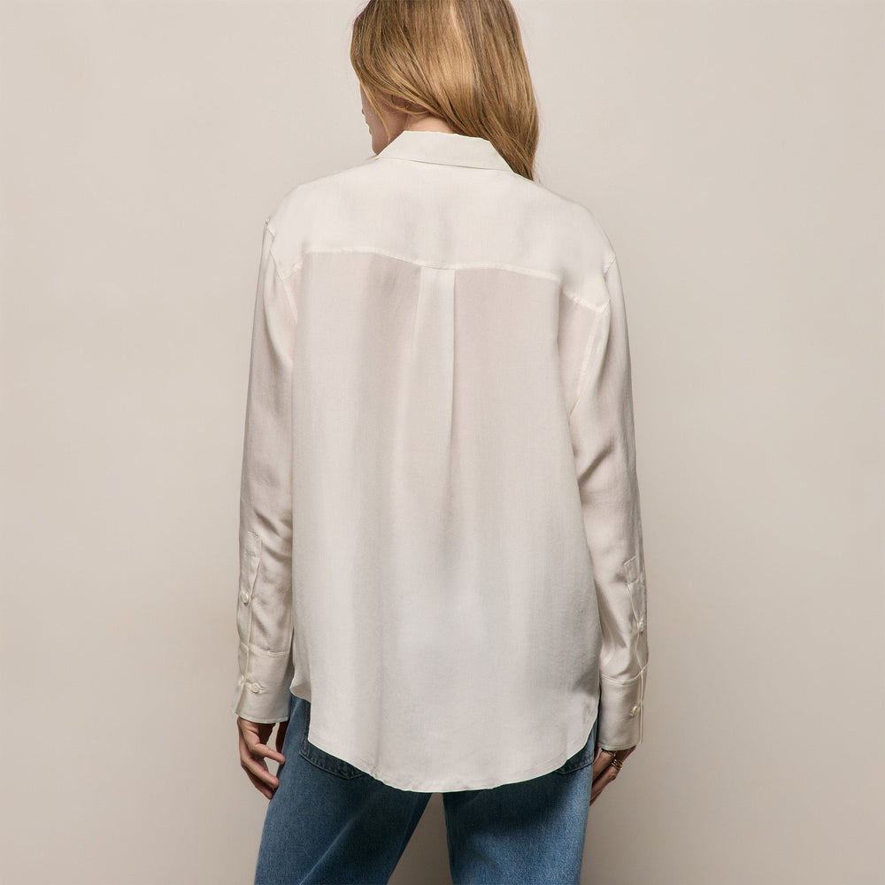 Washed Silk Patch Shirt in Ivory | James Perse Los Angeles