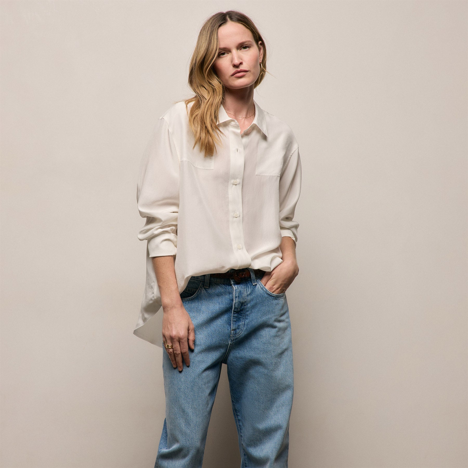 Washed Silk Patch Shirt from James Perse - $475