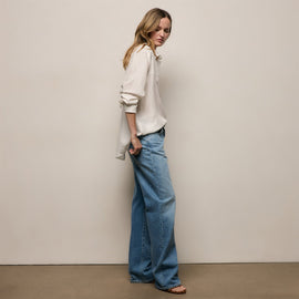 Washed Silk Patch Shirt in Ivory | James Perse Los Angeles