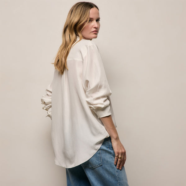 Washed Silk Patch Shirt in Ivory | James Perse Los Angeles