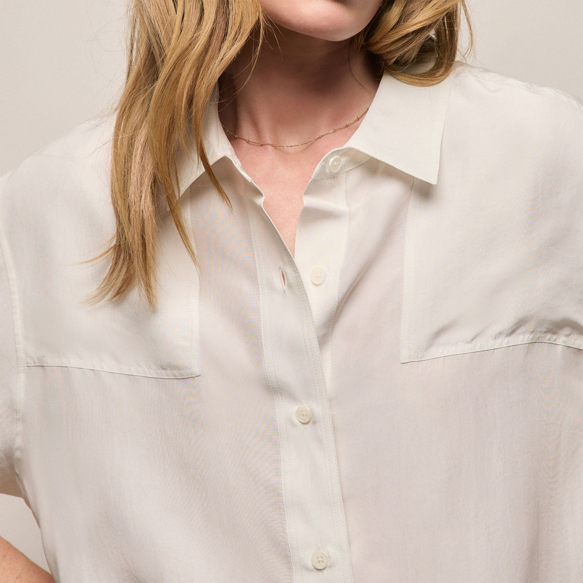 Washed Silk Patch Shirt in Ivory | James Perse Los Angeles