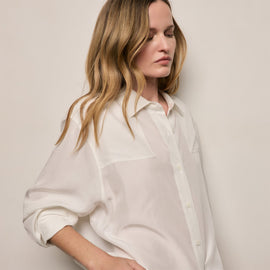 Washed Silk Patch Shirt in Ivory | James Perse Los Angeles
