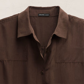Washed Silk Patch Shirt in Washed Brown | James Perse Los Angeles