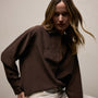 Washed Silk Patch Shirt in Washed Brown | James Perse Los Angeles