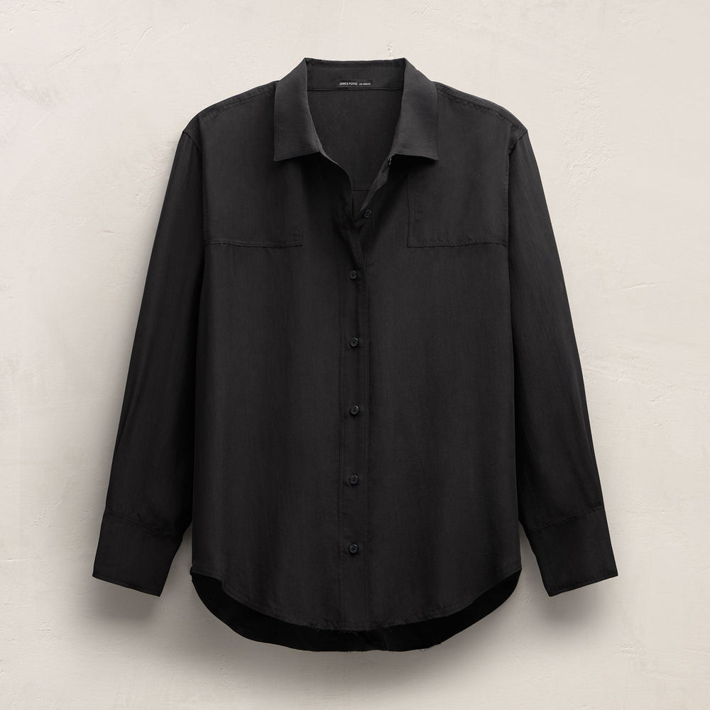 Washed Silk Patch Shirt in Washed Black | James Perse Los Angeles