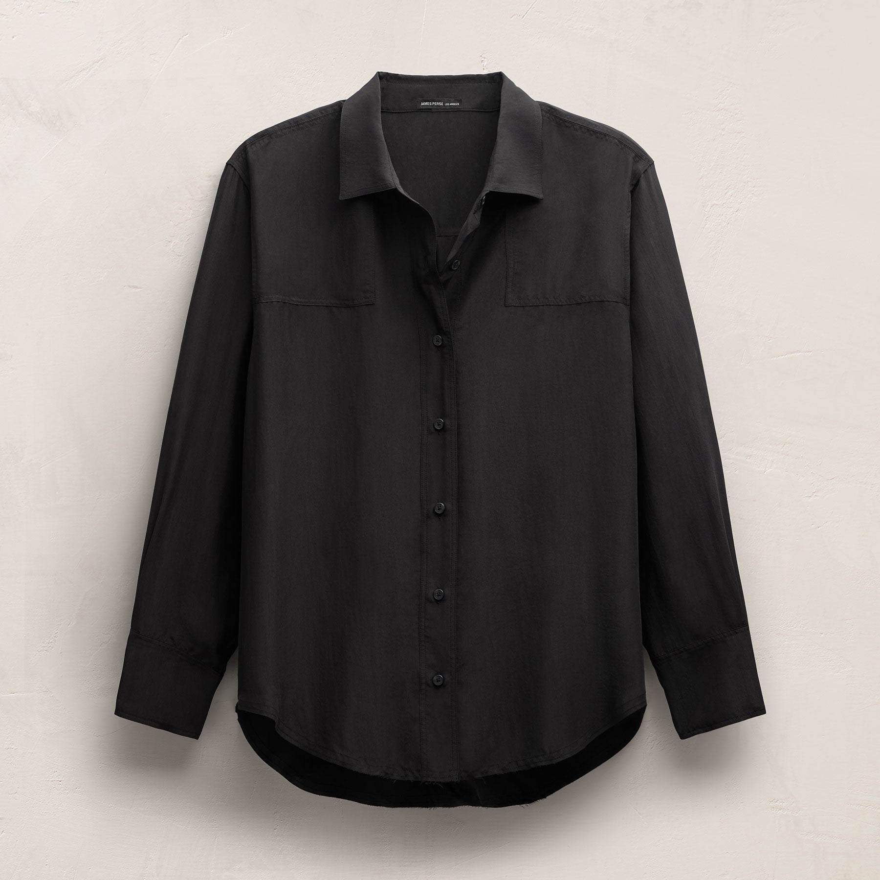 Washed Silk Patch Shirt in Washed Black | James Perse Los Angeles