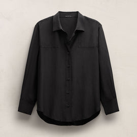 Washed Silk Patch Shirt in Washed Black | James Perse Los Angeles