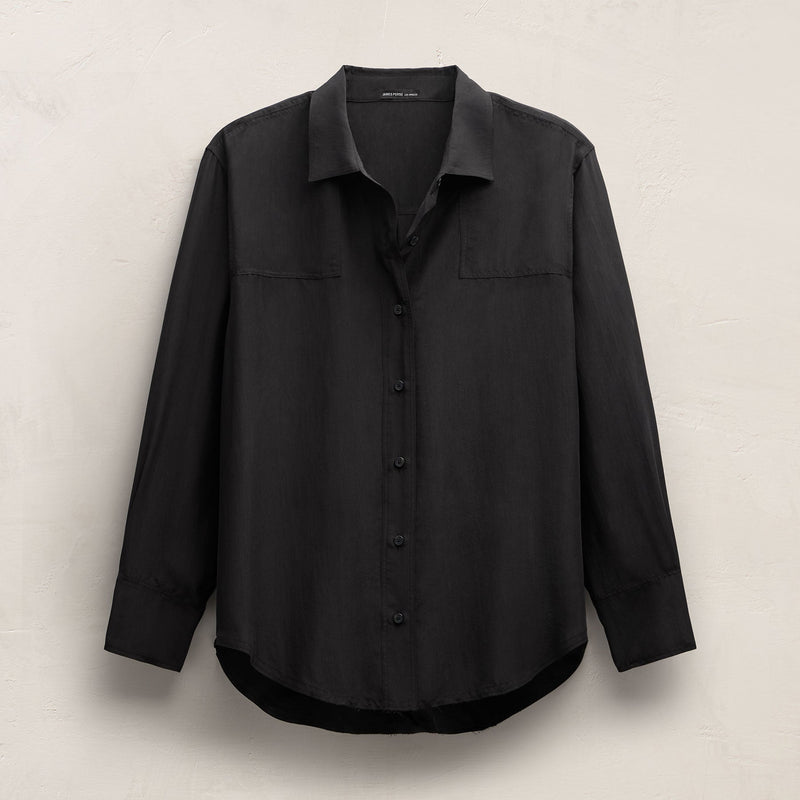 Washed Silk Patch Shirt in Washed Black | James Perse Los Angeles