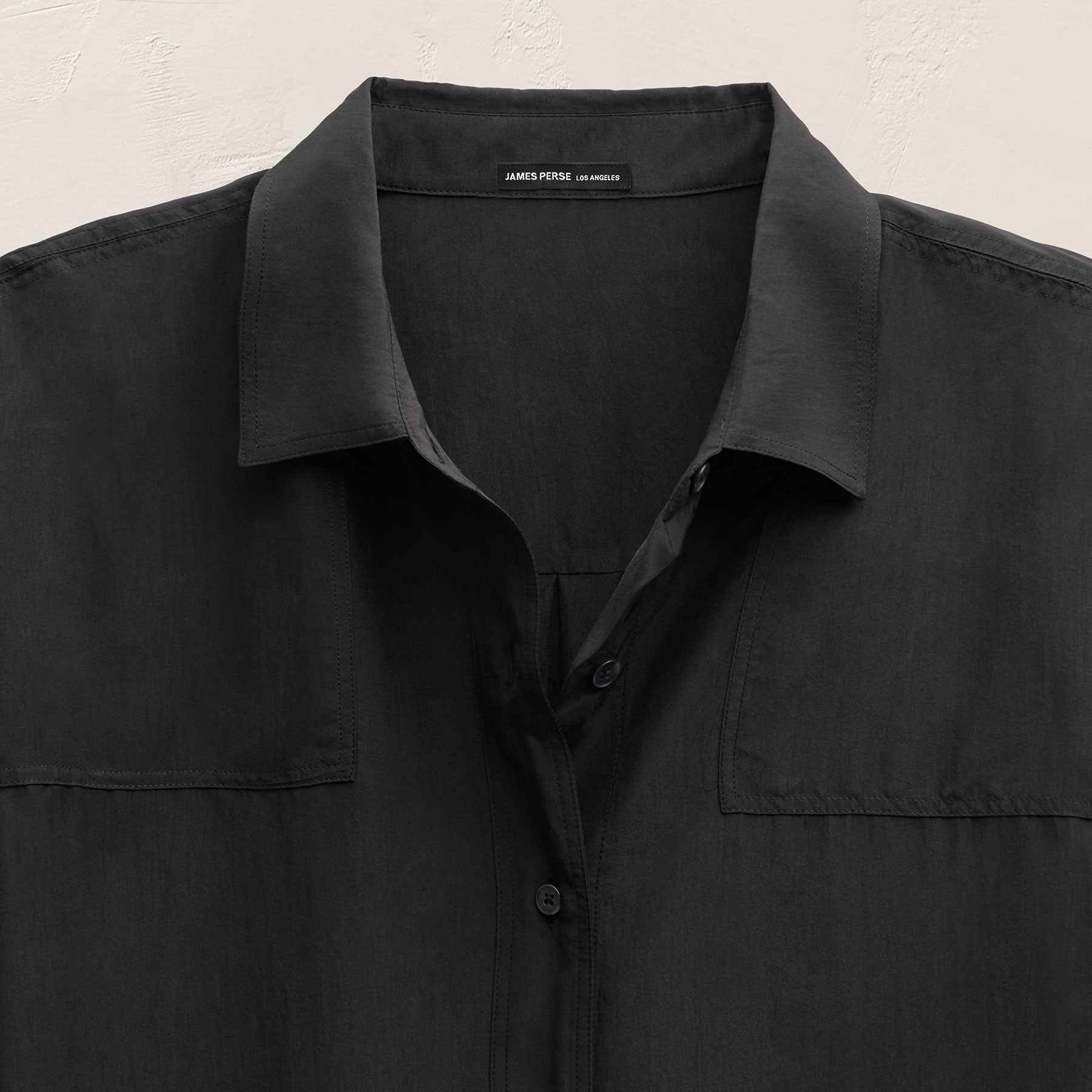 Washed Silk Patch Shirt in Washed Black | James Perse Los Angeles