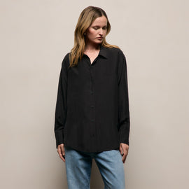 Washed Silk Patch Shirt in Washed Black | James Perse Los Angeles