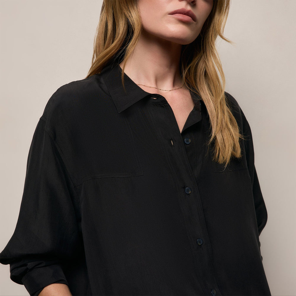 Washed Silk Patch Shirt in Washed Black | James Perse Los Angeles