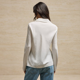 Washed Silk Slim Shirt in Ivory | James Perse Los Angeles