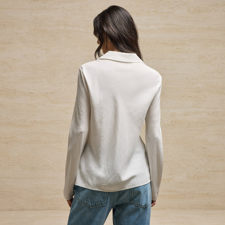 Washed Silk Slim Shirt in Ivory | James Perse Los Angeles