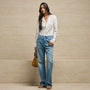 Washed Silk Slim Shirt in Ivory | James Perse Los Angeles