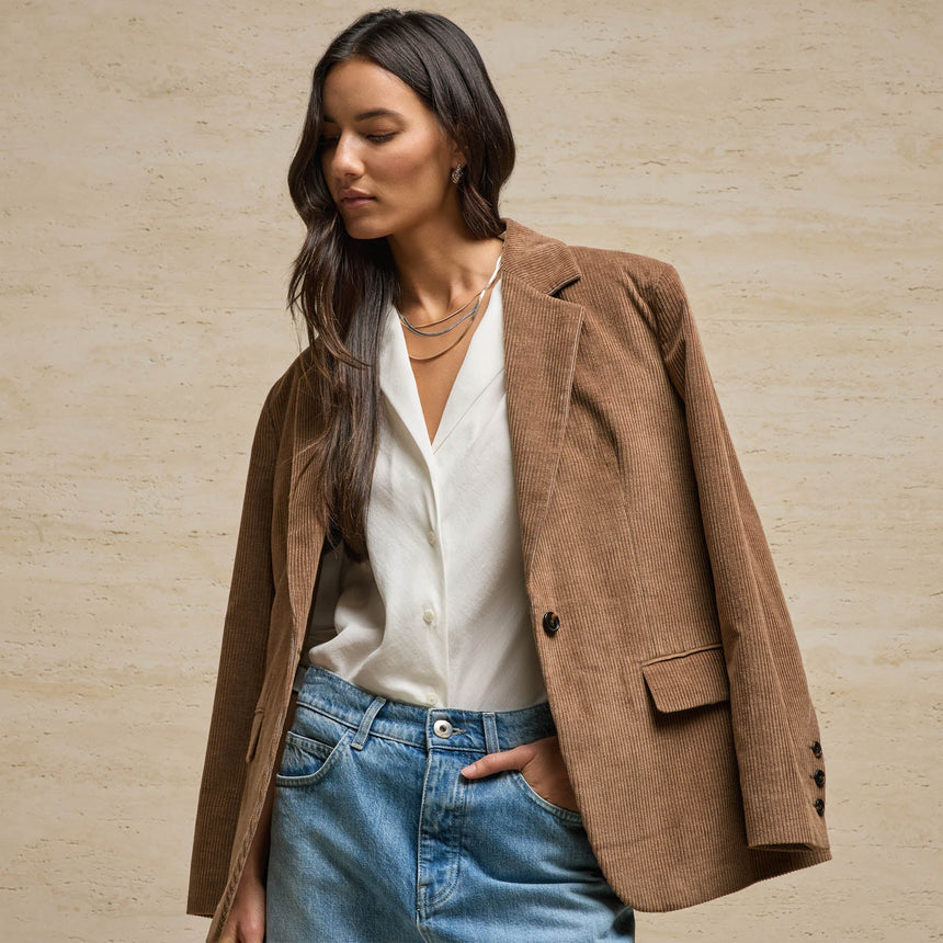 Washed Silk Slim Shirt in Ivory | James Perse Los Angeles