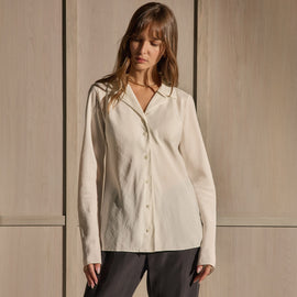 Washed Silk Slim Shirt - Ivory | James Perse Los Angeles