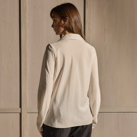 Washed Silk Slim Shirt - Ivory | James Perse Los Angeles